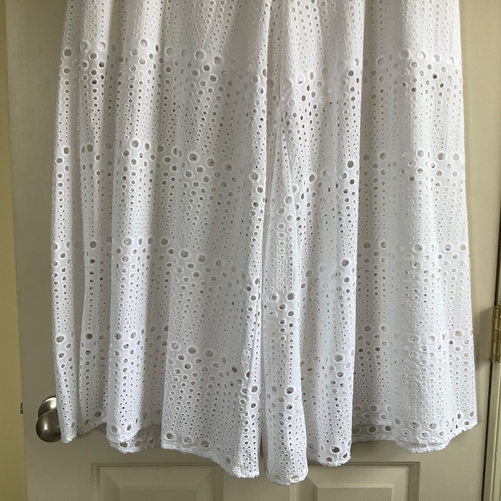NATORI Round Eyelet Wide Leg Pants White SZ XL - Picture 6 of 16